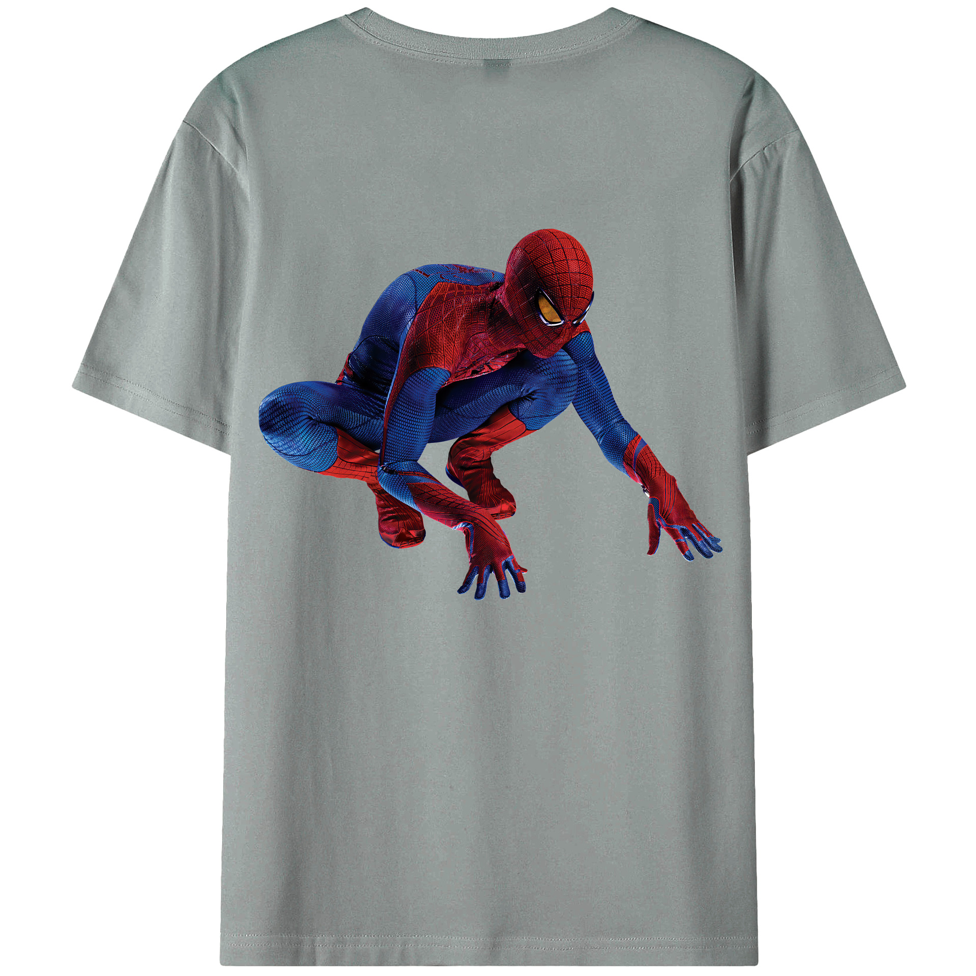 （画像用） Spider Man スパイダーマン 綿100％ メンズ半袖Tシャツ（バックプリント） 通気性